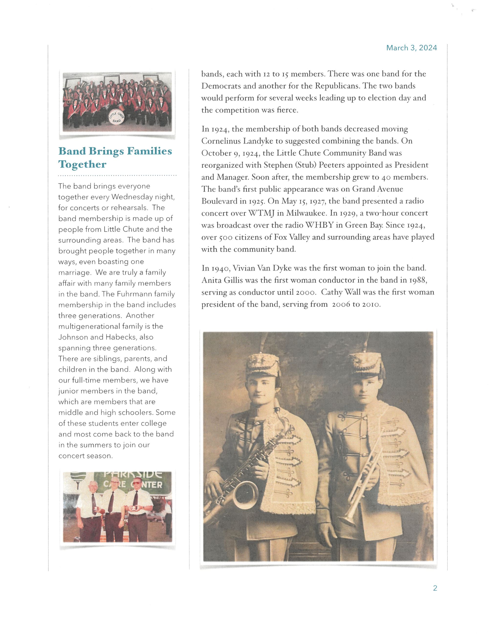 2024 Community Band Newsletter - pg 2